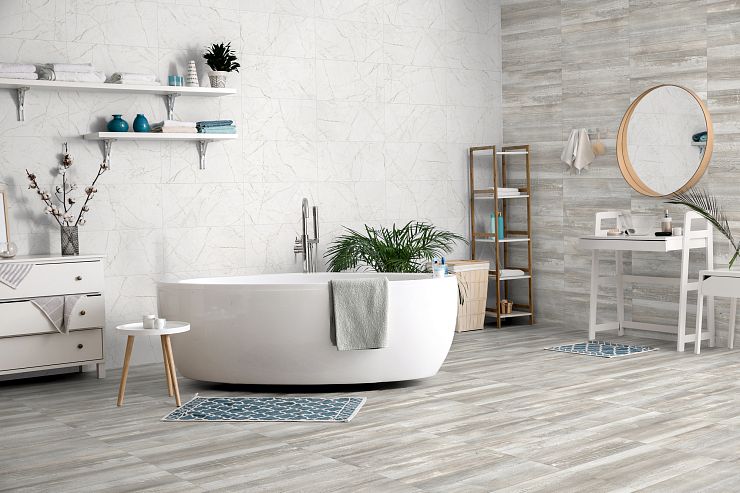 Global Tile, Керамогранит, 30x60, Матовая, Дерево, Мрамор Antares белый