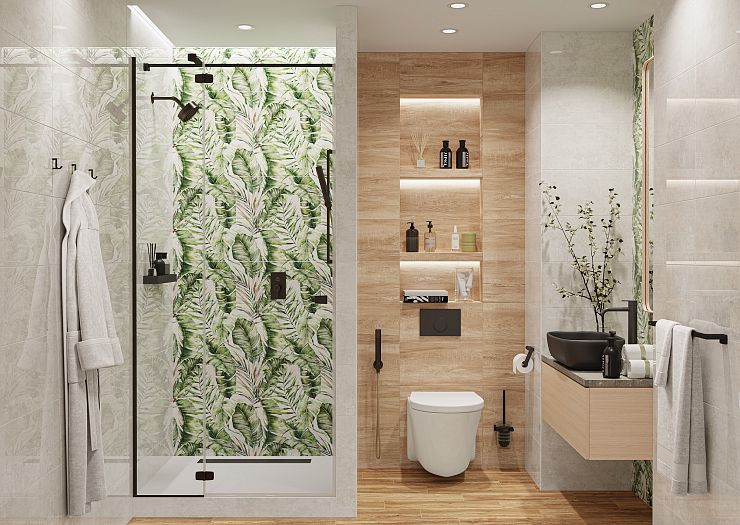 Global Tile, Керамогранит, 25x50, Глянцевая, Ботаника Sombra