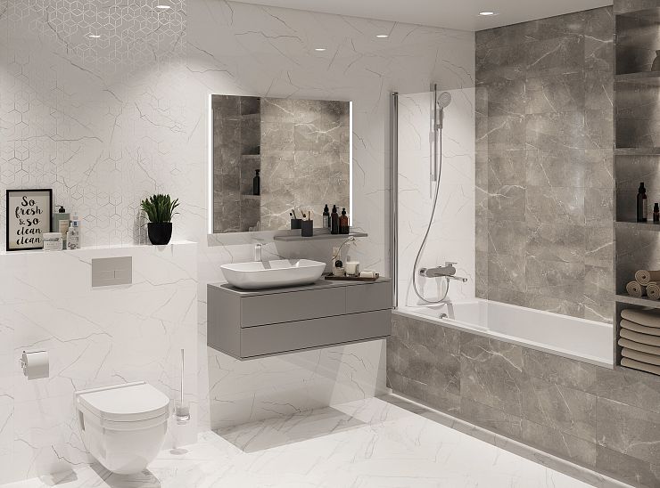 Global Tile, Керамика, 25x50, Глянцевая, Мрамор Siluet