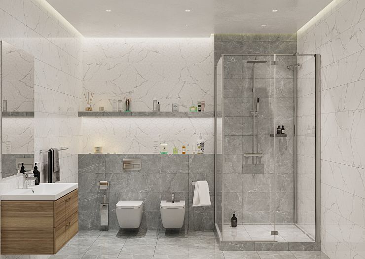 Global Tile, Керамика, 27х40, Глянцевая, Мрамор Vega grey